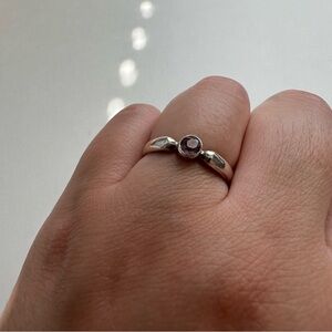 Vintage 925 Sterling Silver and Amethyst Stackable Ring - size 7.75